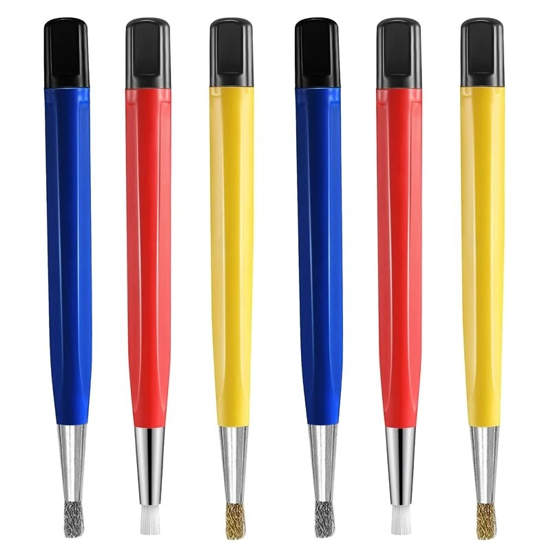6Pcs Fiberglass Steel Scratch Brush Pen Fiber Bristles Polish Watch Rust Dirt Remover Jewelry Circuit Board Cleaning