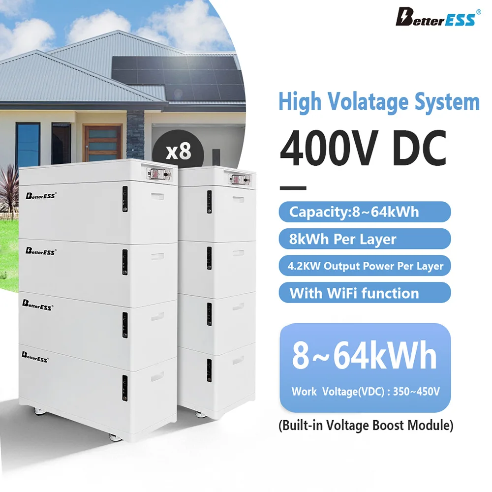 BetterESS 400V LiFePO4 Battery 24-64kWh Stackable Solar Energy Storage System Home High Voltage Energy Storage for Off-Grid Use