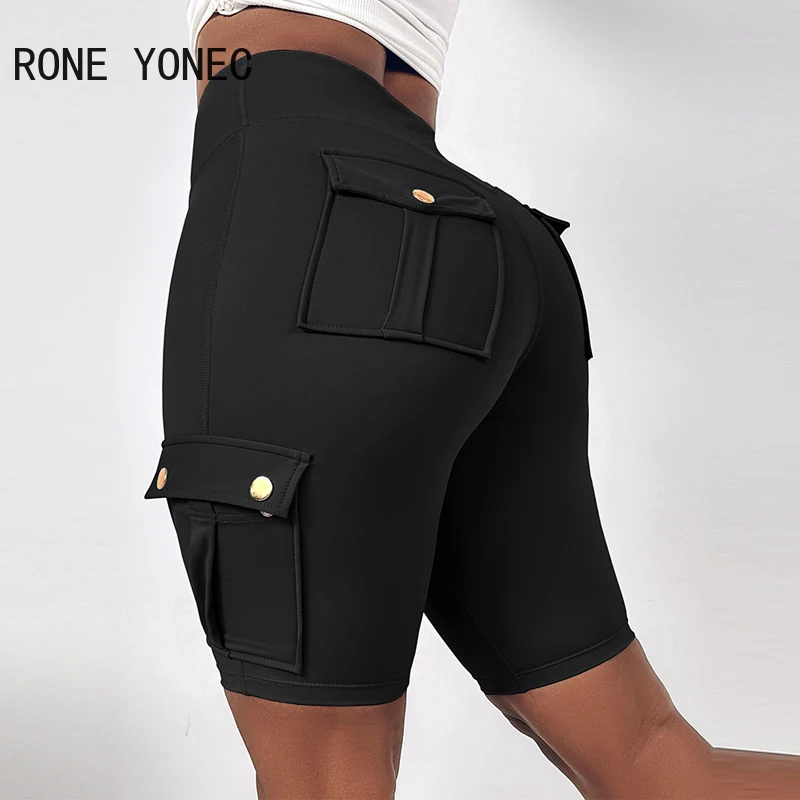 2024 Women Fashion Casual Multi Pockets High Elastic Waist Sporty Half Long Shorts