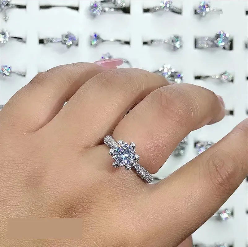 Six-Prong Crown Ring 2ct Moissanite Women's PT950 Platinum - Value-preserving platinum, crown luxury, statement accessory