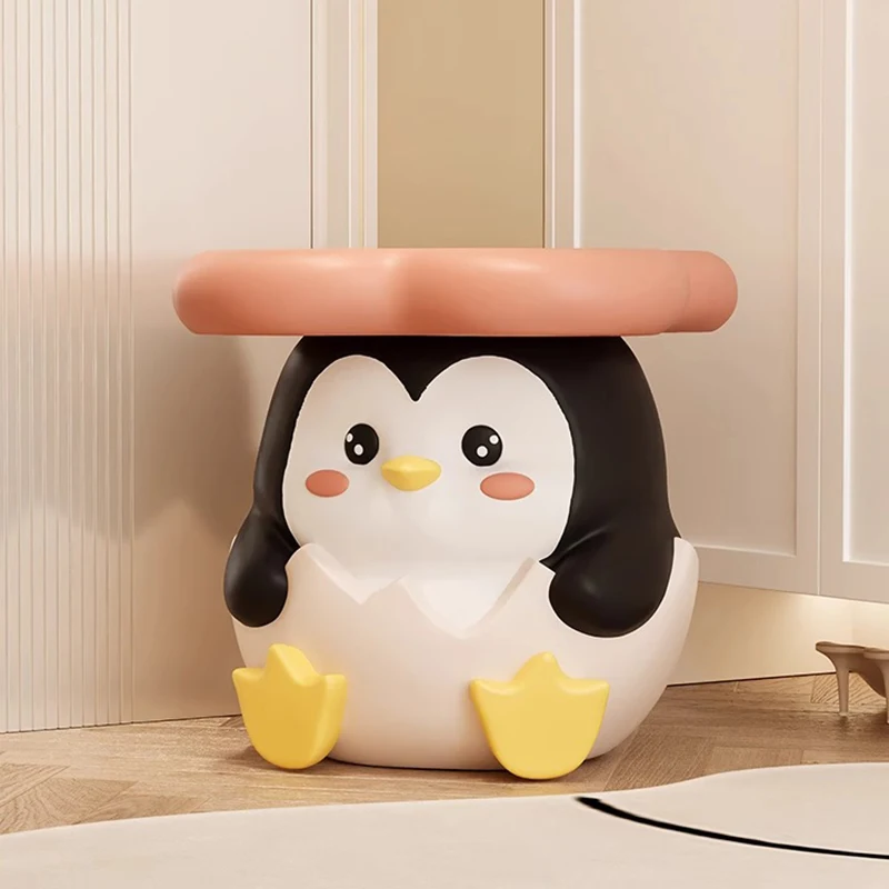 Home Decor Sculpture Figurine Decoration Accessories Penguin Shoe Changing Stool Floor Ornament Living Room Resin Animal Statues