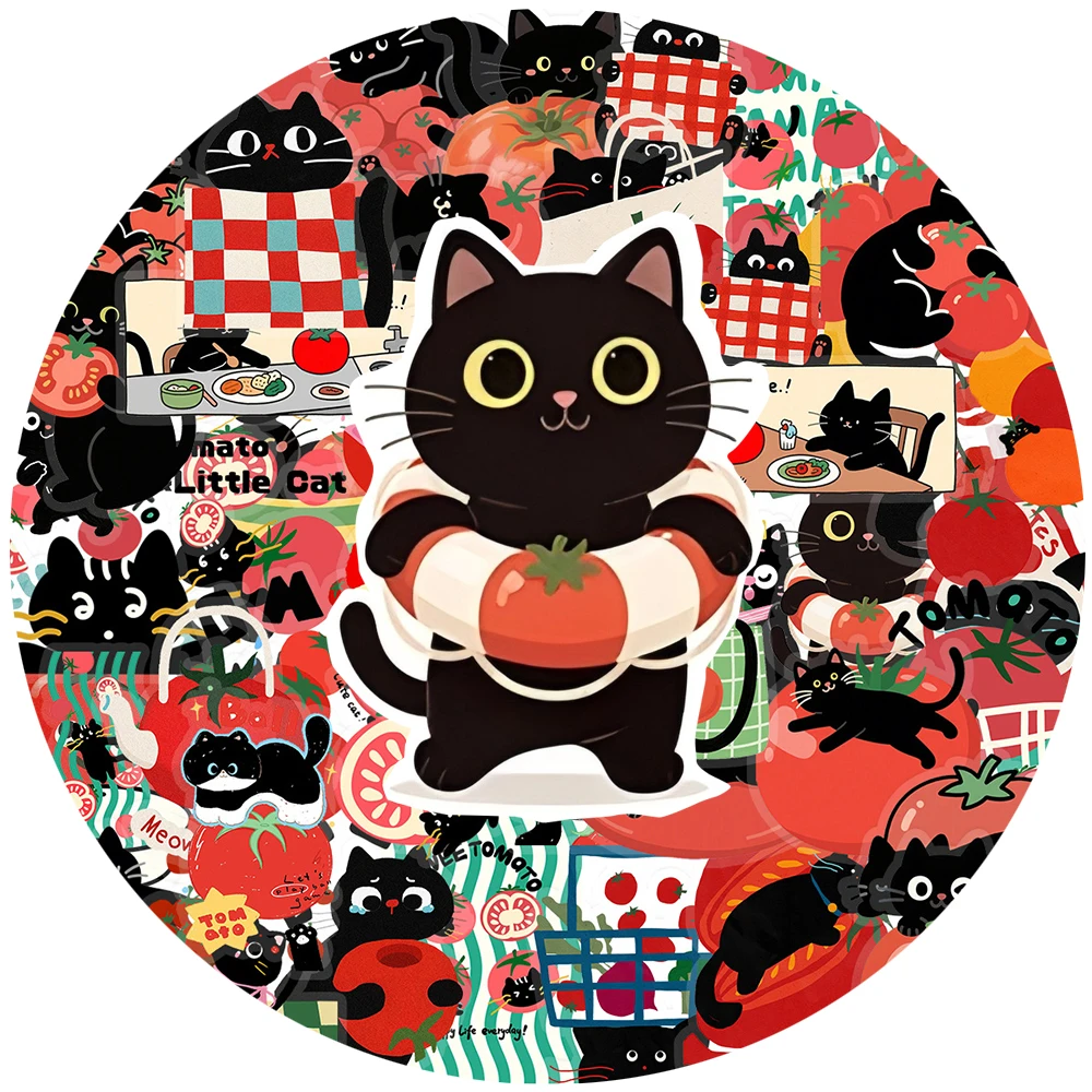 

10/30/50pcs Cute Cartoon Tomato Cat Stickers Kawaii Decal for Kids Toy DIY Notebook Phone Water Bottle Creative Graffiti Sticker