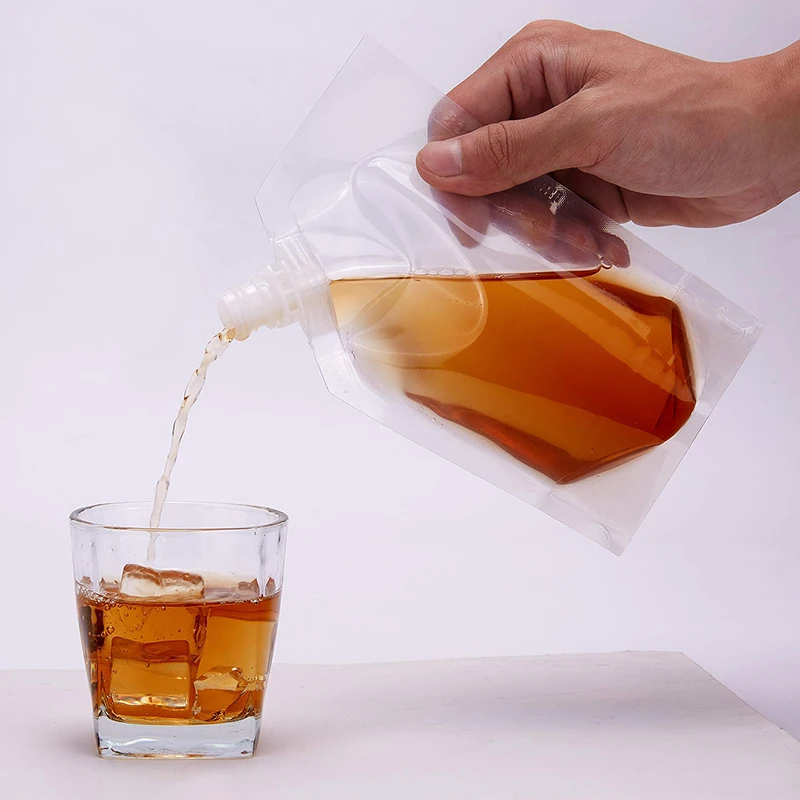 10PCS/Pack Disposable Drinking Pouches 250ML 500ML Suction Nozzle Milk Tea Beverage Juice Storage Bag Transparent Liquid Bag