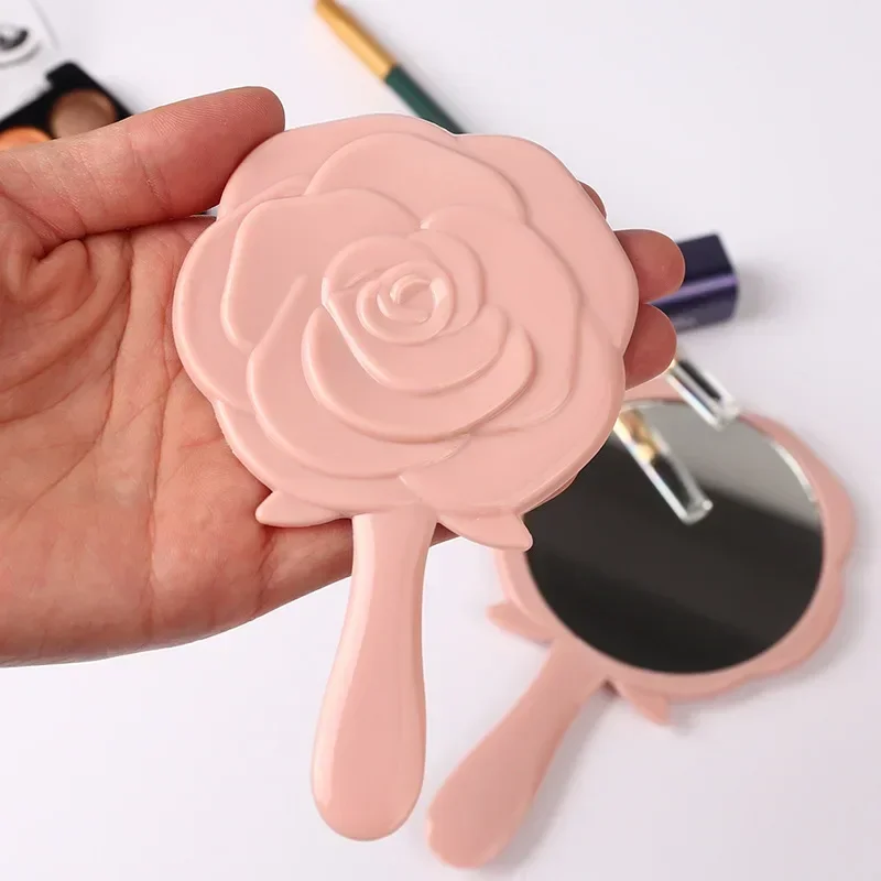 3D Estéreo Cosméticos Maquiagem Espelho Compacto, Retro Rose Flower Shape, 4 Cores para Escolher, Espelho de Mão