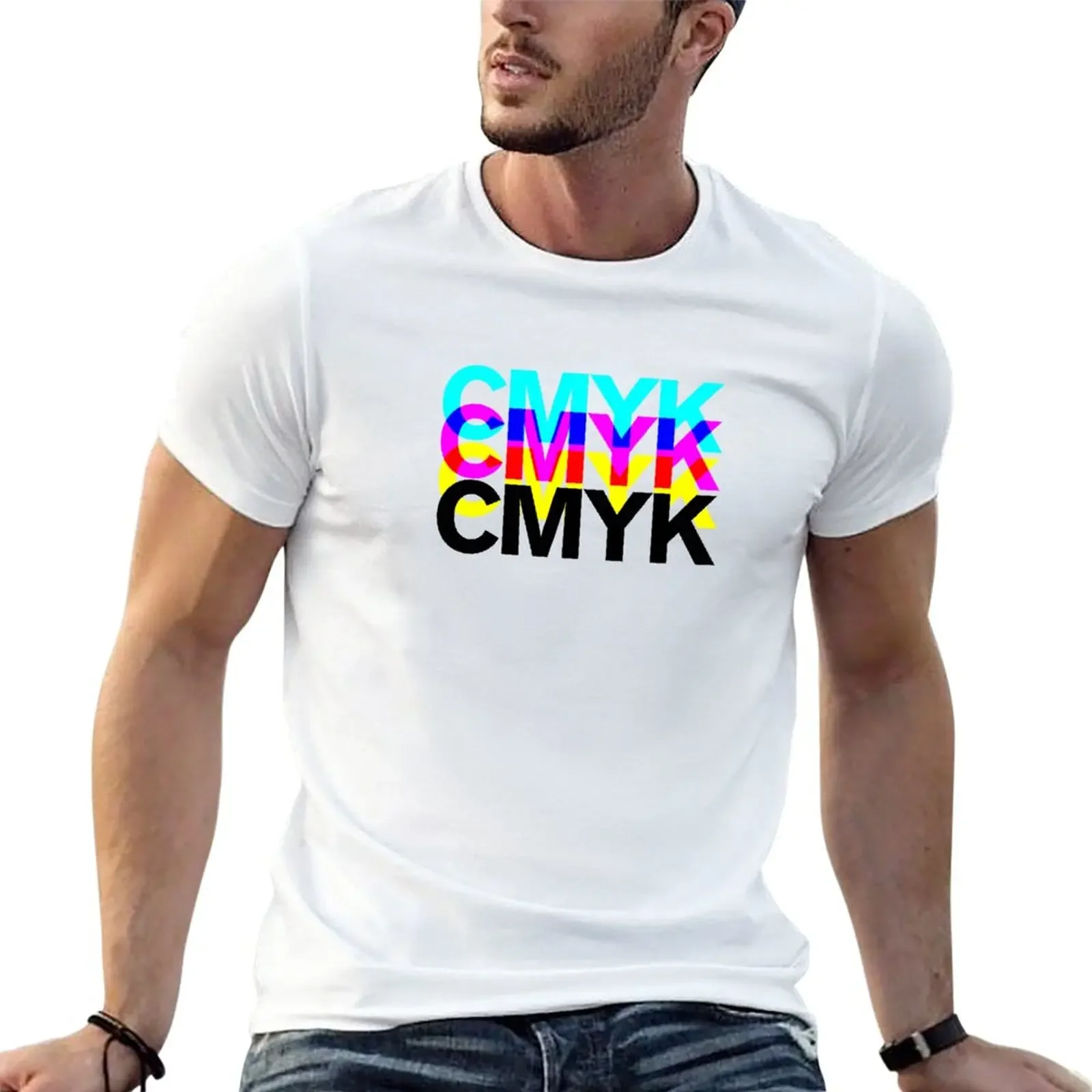 CYMK ON WHITE T-Shirt oversized cute tops anime clothes designer t shirt men