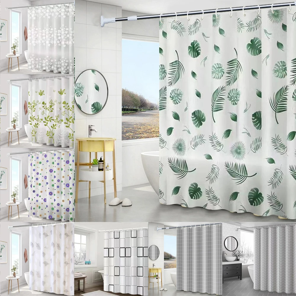 

Водонепроницаемые занавески для ванной комнаты с белым сетчатым узором, занавеска для душа из материала PEVA с крючками для украшения домашней ванны, перегородки