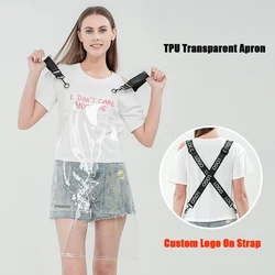 Custom Barbershop Name Logo Straps Transparent Waterproof Anti-Corrosion Colorful Barber Hair Man Woman Wash Free Apron
