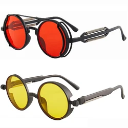 Vintage Punk Steampunk Sunglasses UV400 Round Frame Design Colored Lenses Glasses Eyewear Gothic Men Women Sunglasses Steampunk