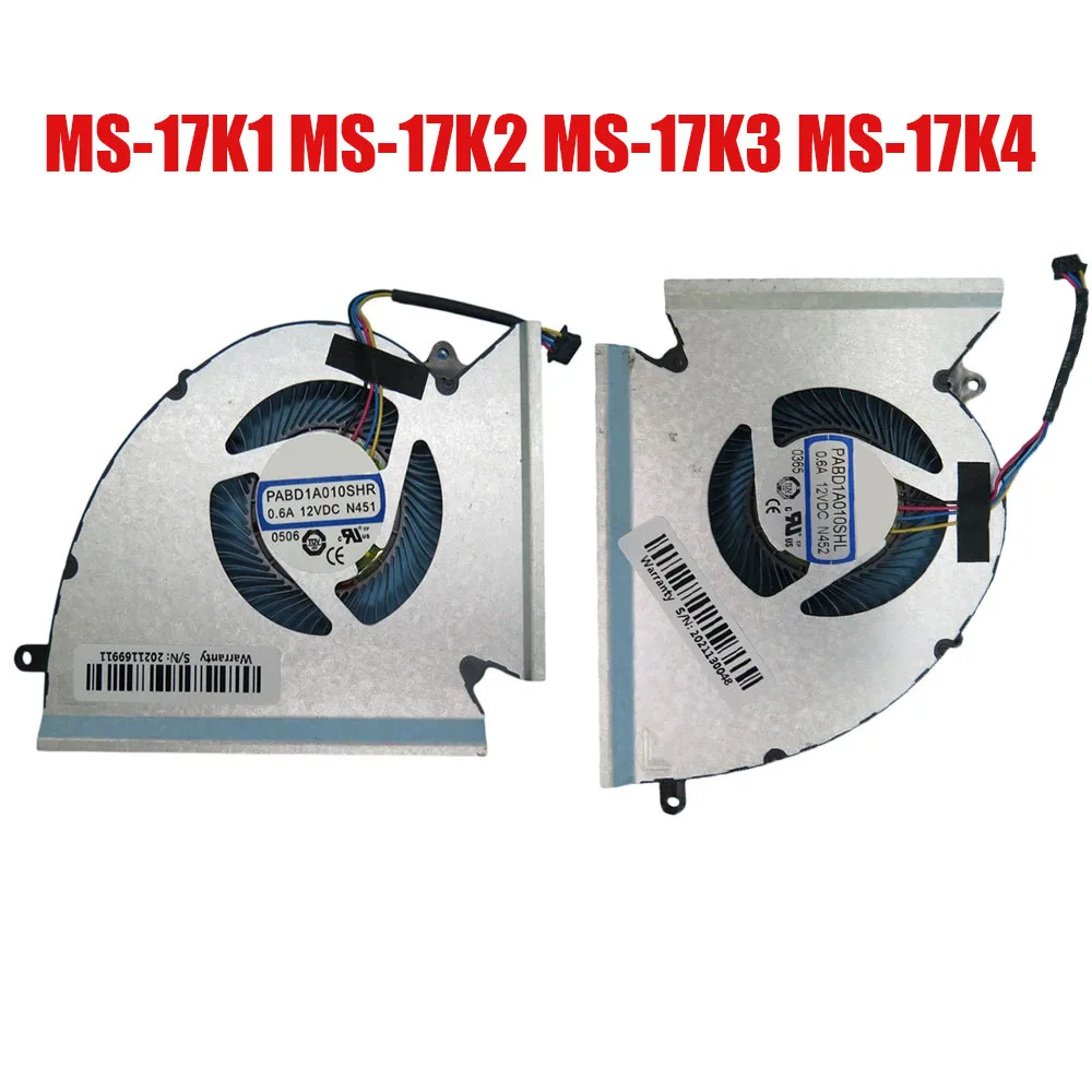 For MSI MS-17K1 MS-17K2 MS-17K3 MS-17K4 0.6A 12VDC 4PIN 4Lines Laptop CPU GPU Fan