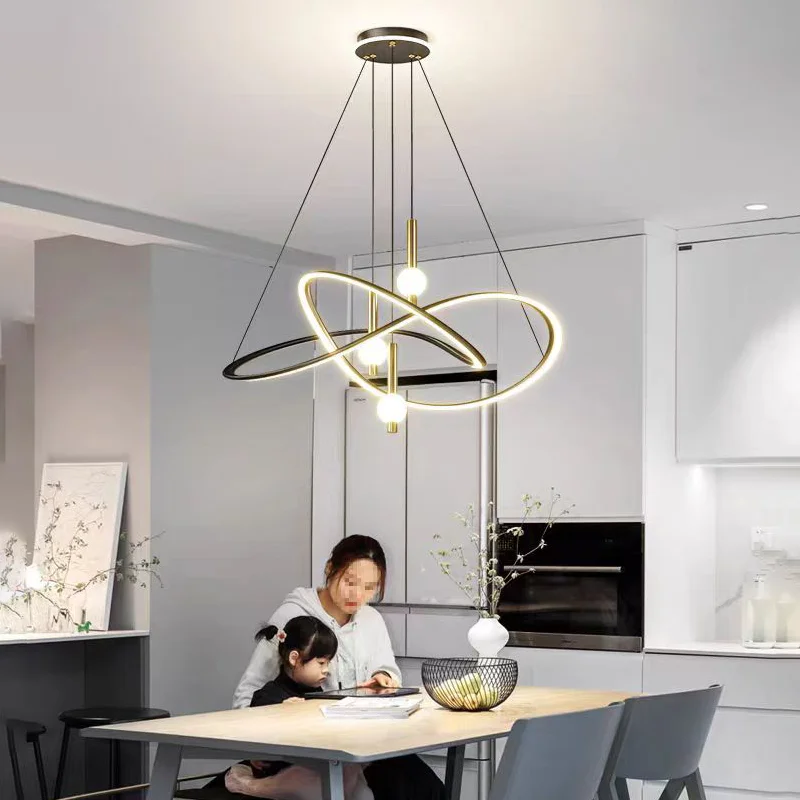 Modern LED Tri Color Interchangeable Ceiling Chandeliers Simple Italian Irregular Personalized Art Dining Table Bar Lighting