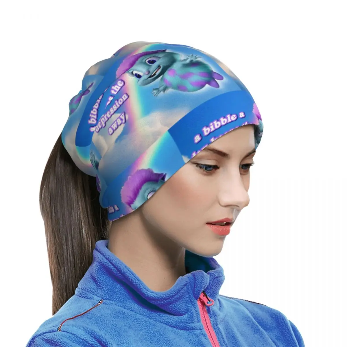 A Bibble A Days Keeps The Depression Away Multifunctional Elastic Neck Gaiter Wind Proof Face Cover Bandana Unisex for Hiking