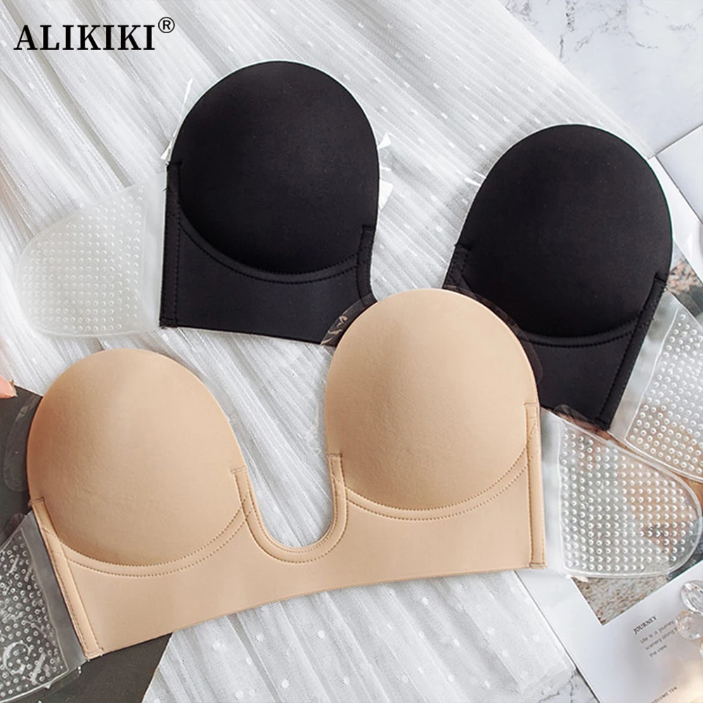 Backless Bra Sticky - Sticky Bra Deep Plunge Strapless Push