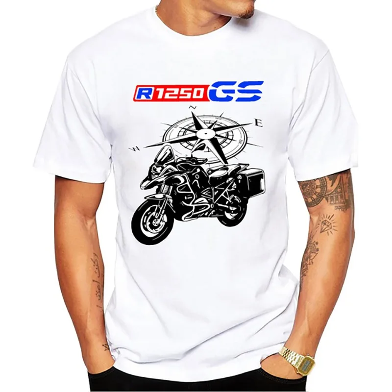 Drive The Classic Motorcycle GS 1250 R 1250 GS E30 Printed T-shirt Summer Men\'s Short Sleeve White Casual Top Hip Hop Boys\' Cycl