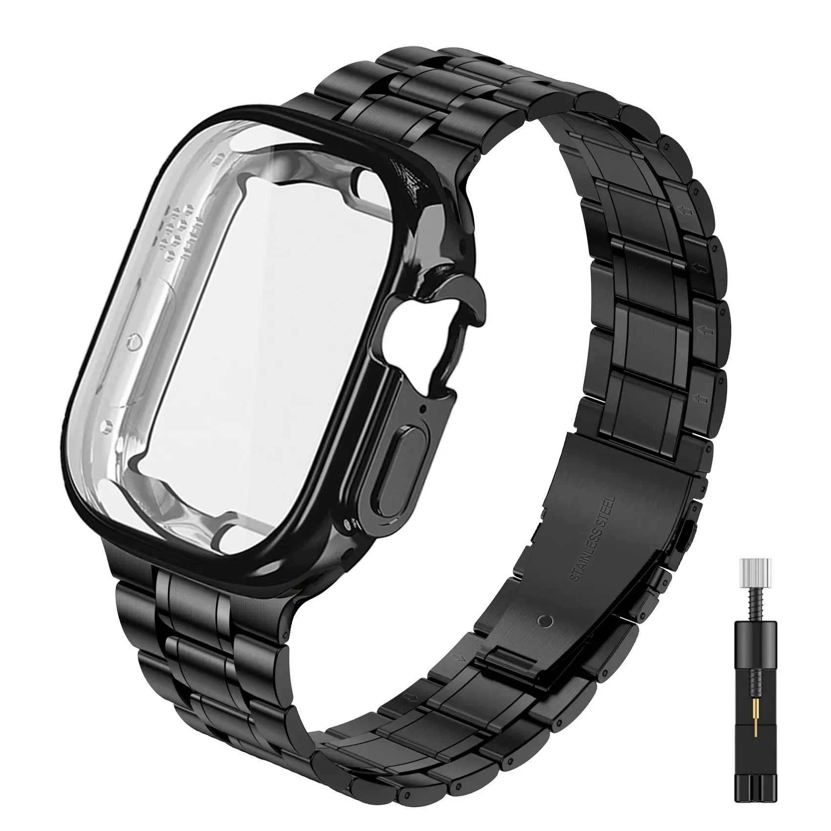 

Чехол + ремешок для Apple Watch Band Ultra2 3 49 мм 44 мм 40 мм 45 мм 41 мм 42 мм Браслет из нержавеющей стали iWatch Series 3 6 SE 7 8 9 10 11