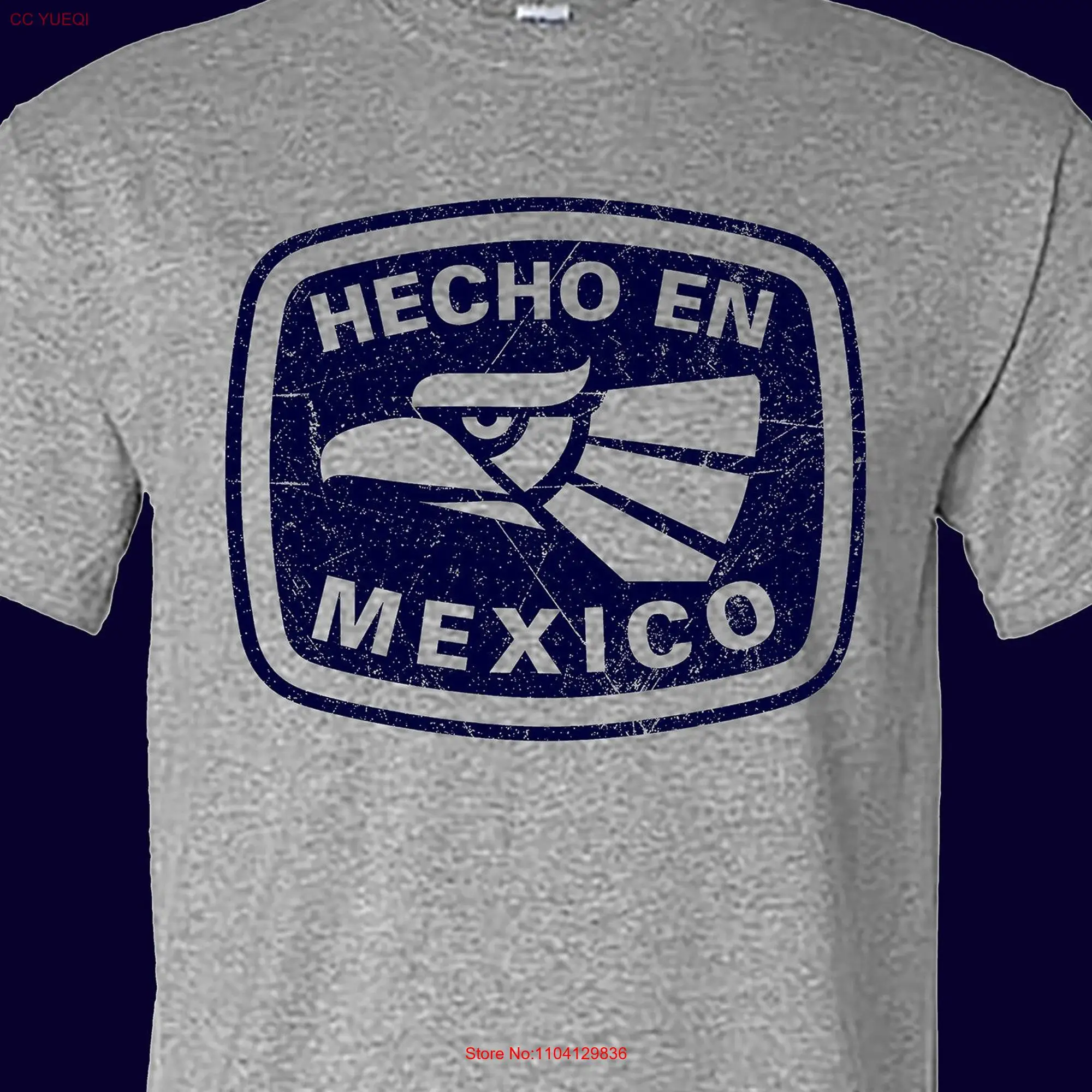 Hecho en Mexico Distressed Look T Shirt long or short sleeves