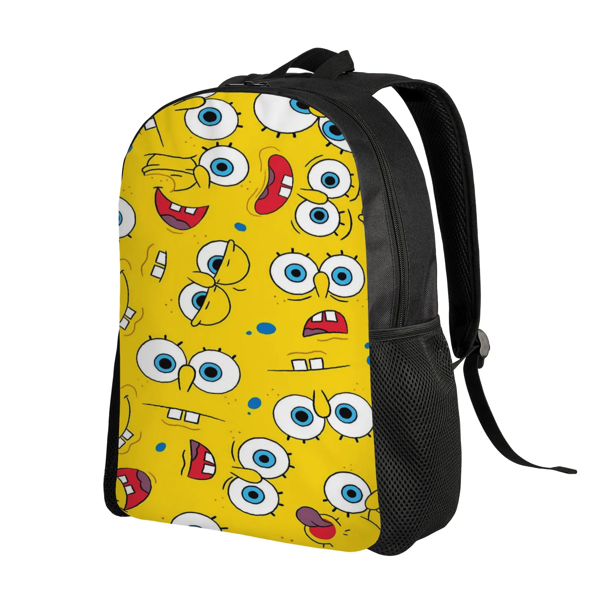 S-SpongeBobed Dense Yellow Eyes Repeat Tile Backpack  Trekking Backpacks Female Cute High School Bags High Quality Soft Rucksack