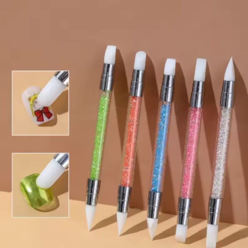 5Pcs Sculpture Pen Dual Tipped Silicone Nail Tools Acrylic Pen Brushes for Resin Design for Foil Carving Drawing