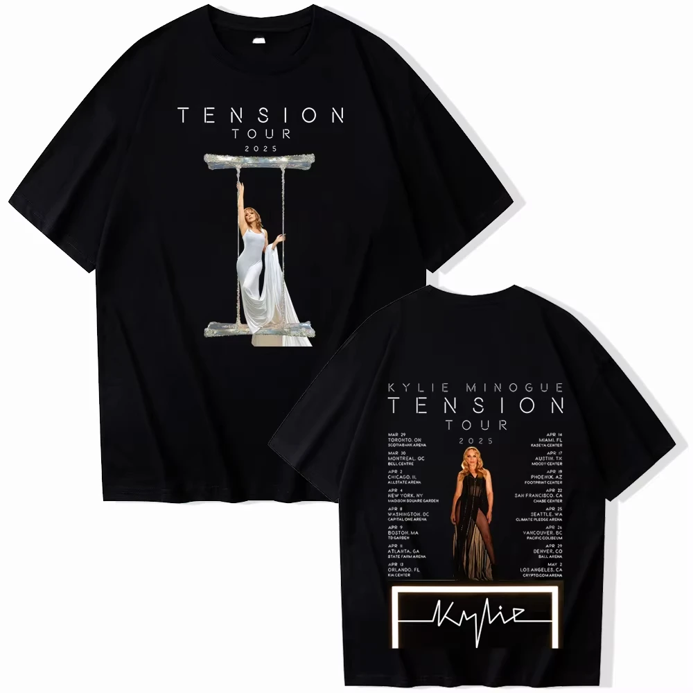 

2025 Kylie Minogue Tension World Tour T-shirt Man Women Harajuku O-neck Summer Casual Shirt