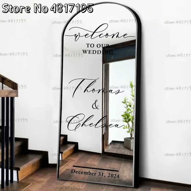 Welcome To Our Wedding Mirror Decal Custom Names and Dates Mirror Lettering Decal Sticker Wedding Married Marriage Decoration