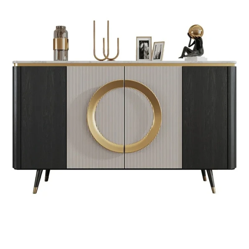 

Italian light luxury solid wood porch cabinet entrance foyer display cabinet modern simple living room high-end marble