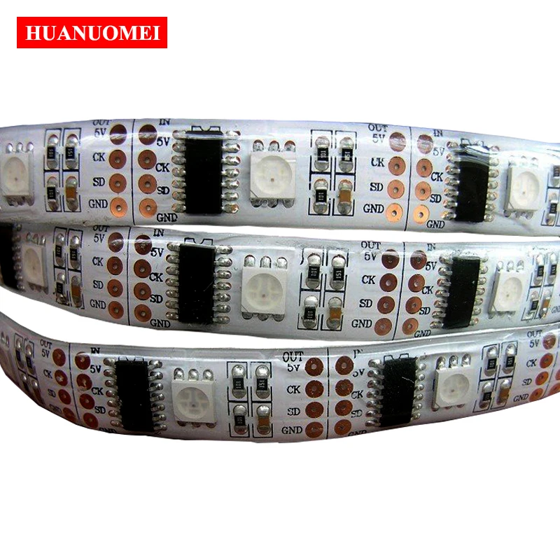 5V 32LEDs/M Addressable WS2801 LED Strip Light 5050 SMD RGB Flexible Tape Outdoor Decoration Neon Lamp White PCB Waterproof IP65