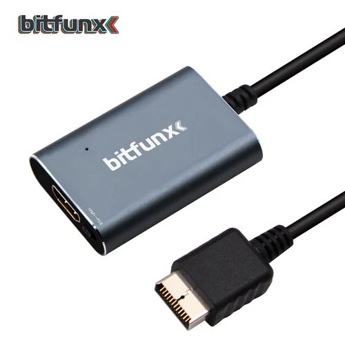 Bitfunx-Adaptador de Audio y vídeo compatible con RGB/componente a HDMI, con Cable USB para consola de juegos Sony NTSC PAL PS2 Fat o PS2 Slim