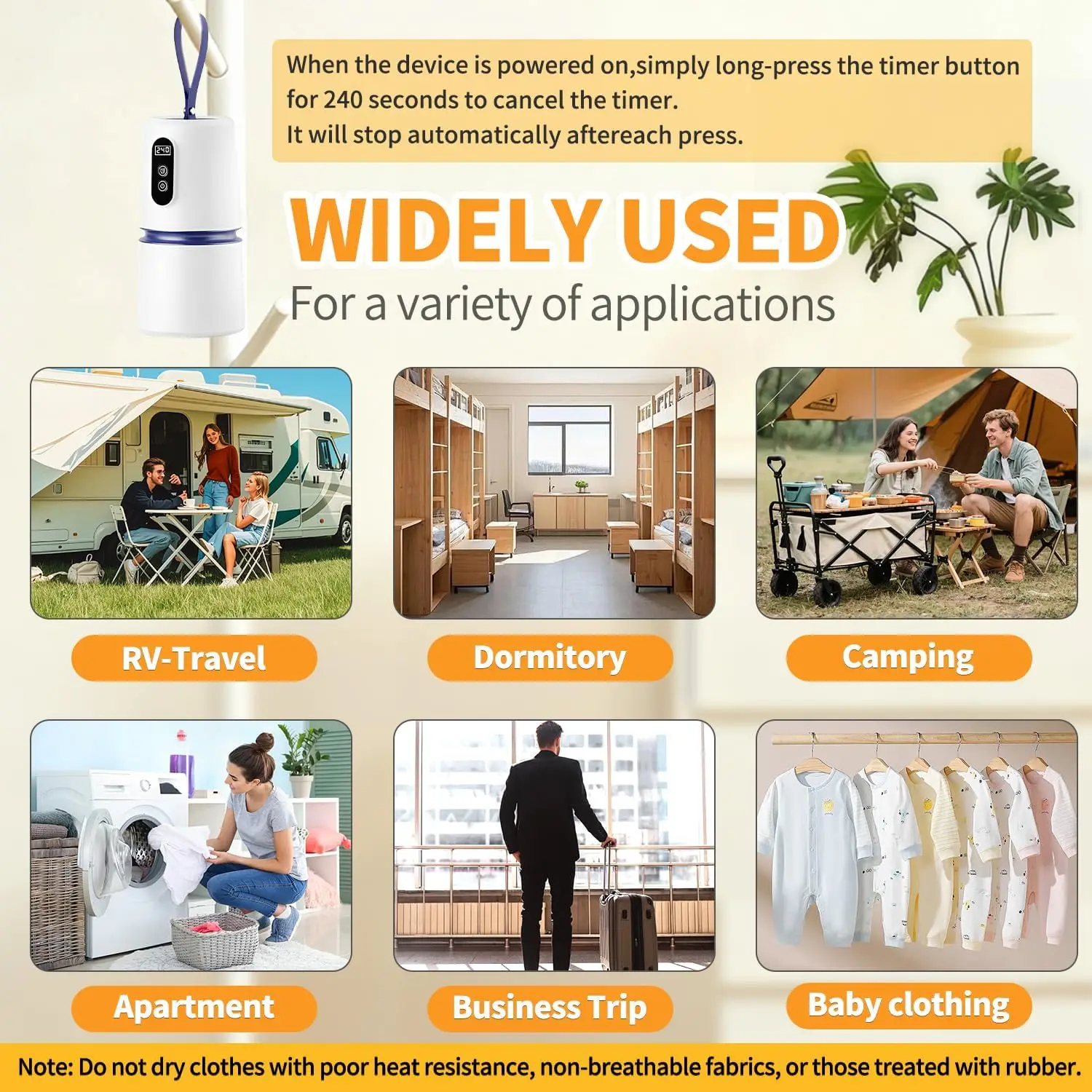 Mini secadora de ropa compacta portátil: secadora de viaje plegable silenciosa con temporizador para apartamento, RV, dormitorio y hogar