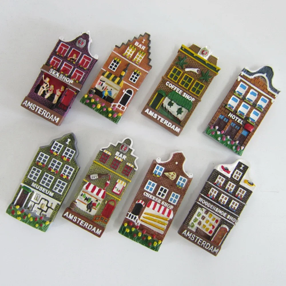 

Holland Amsterdam Tourist Souvenirs Fridge Magnets 3D Colorful House Resin Refrigerator Magnetic Stickers Home Decor Decoration