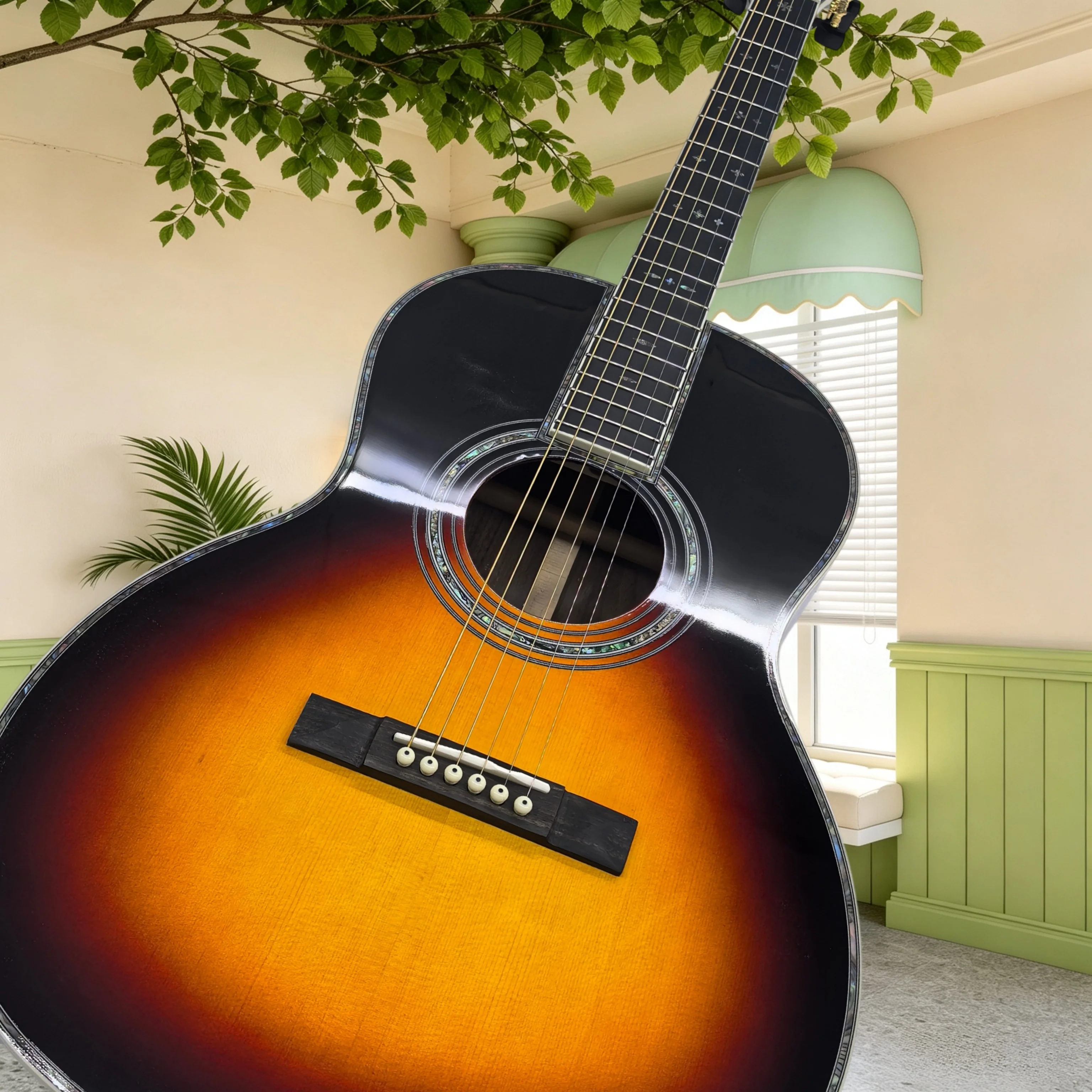 00042VS Solid Acoustic Guitar Solid Spruce Top Rosewood Back Sides Sunburst Gloss Fingerstyle Strumming Practice Free Shipping