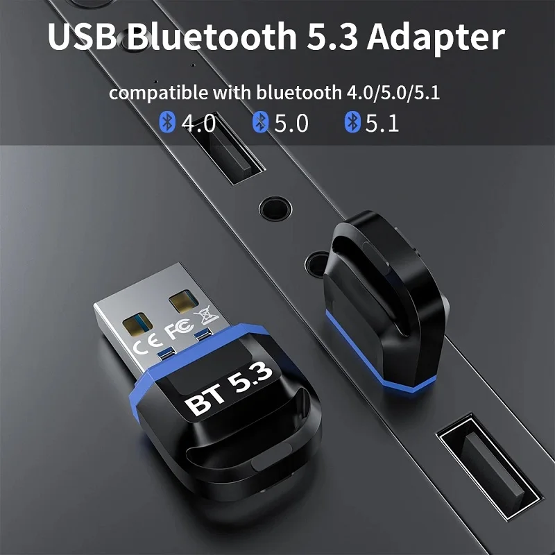 블루투스 5.3 자동차 무선 송신기 오디오 수신기 어댑터, USB 동글 핸즈프리 통화, 자동 스피커 마우스 키보드 노트북용