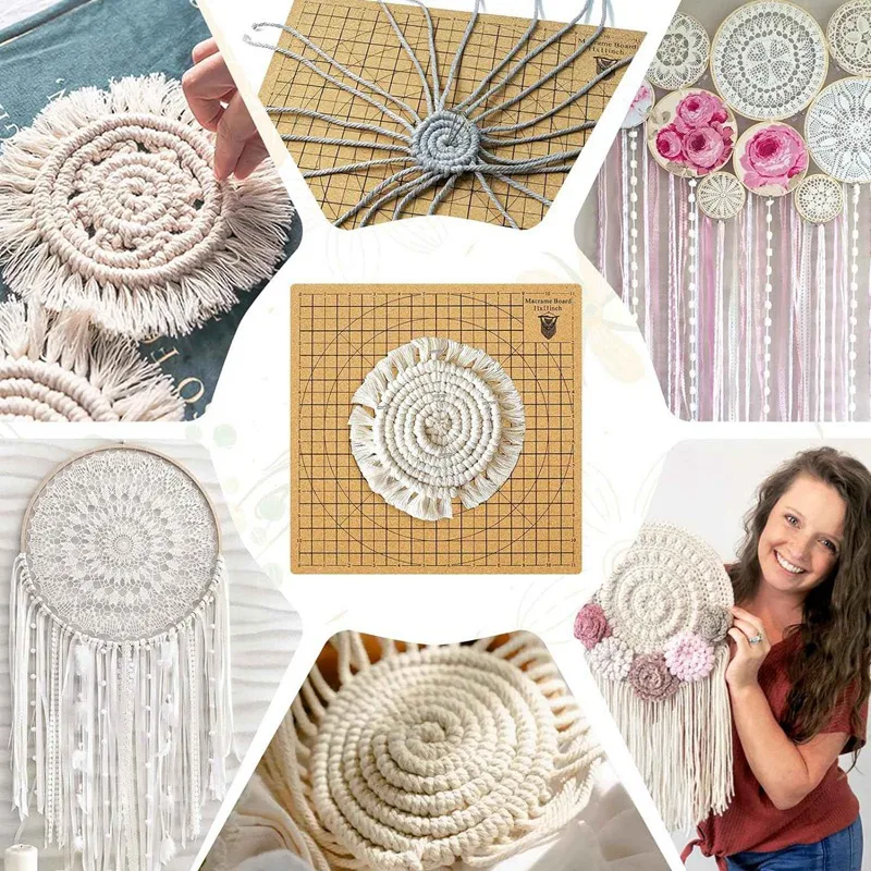 Macrame Board With Pins,Double Side Macrame Project Board With Grids,12In Handmade Braiding Board With Instructions Easy To Use