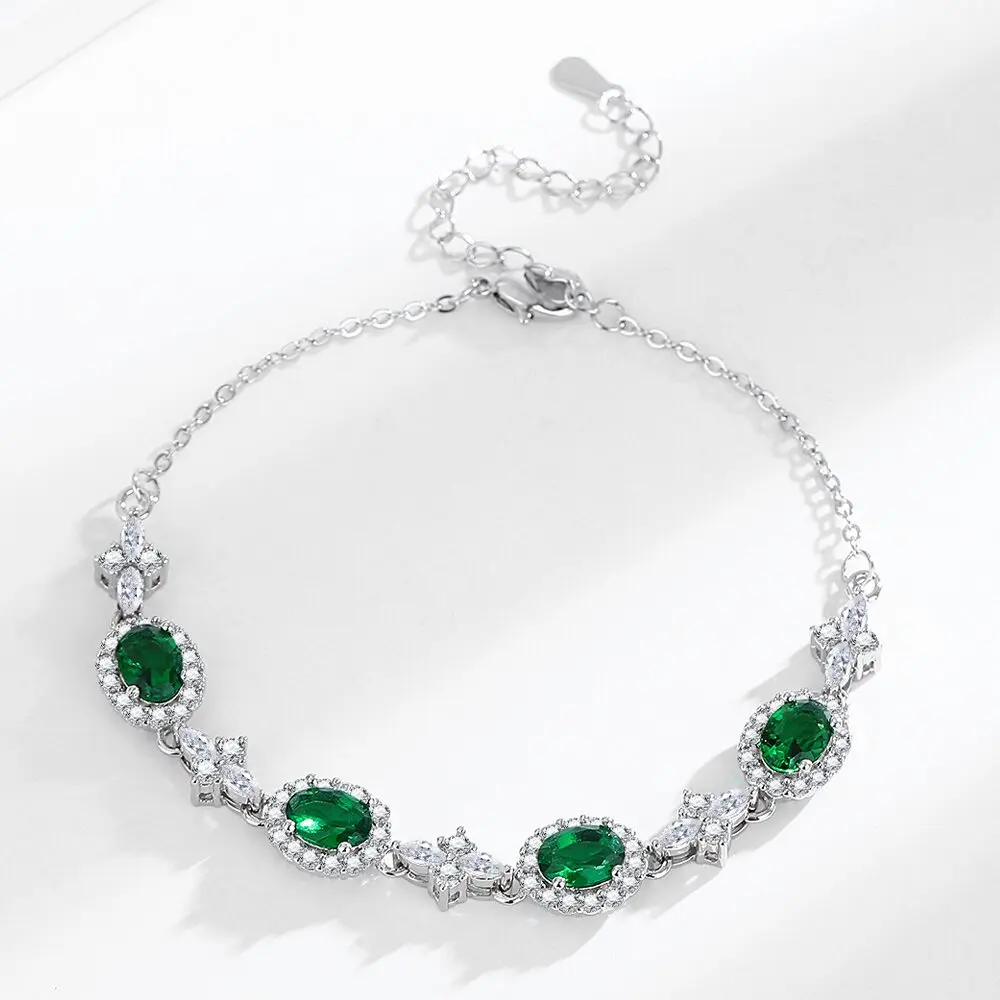 

Fashion and Popular Colored Zircon Women's 925 Sterling Silver Bracelet Simple and Versatile Wedding Jewelry