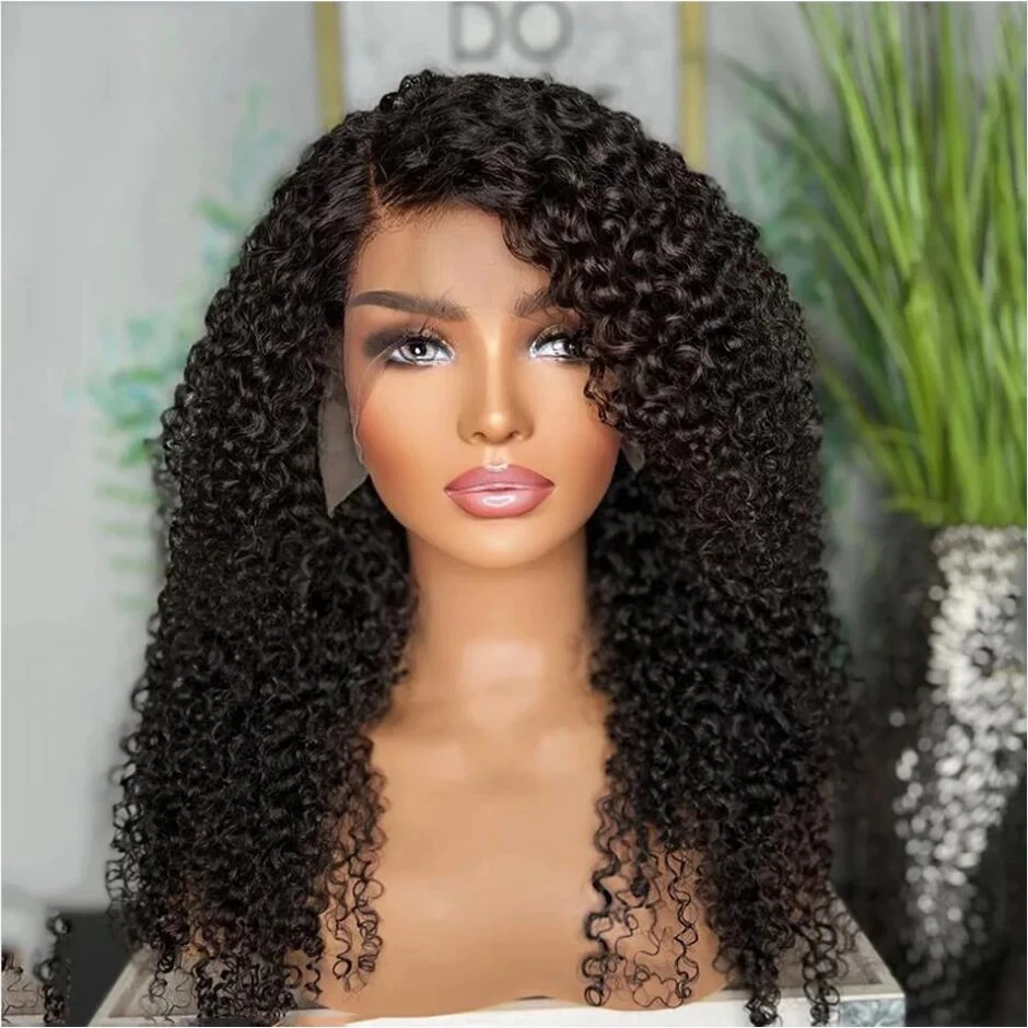 Long Soft 26‘’  Black Kinky Curly Density180  Babyhair For Black Women Lace Front Wig Heat Resistant Preplucked Glueless  Daily