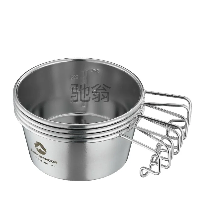 

EAr Coleman Stainless Steel Handle Bowl Large/Small Snow Cup Bowl Pack 2-4 Camping Rice Bowl Can be Heated Overlapping