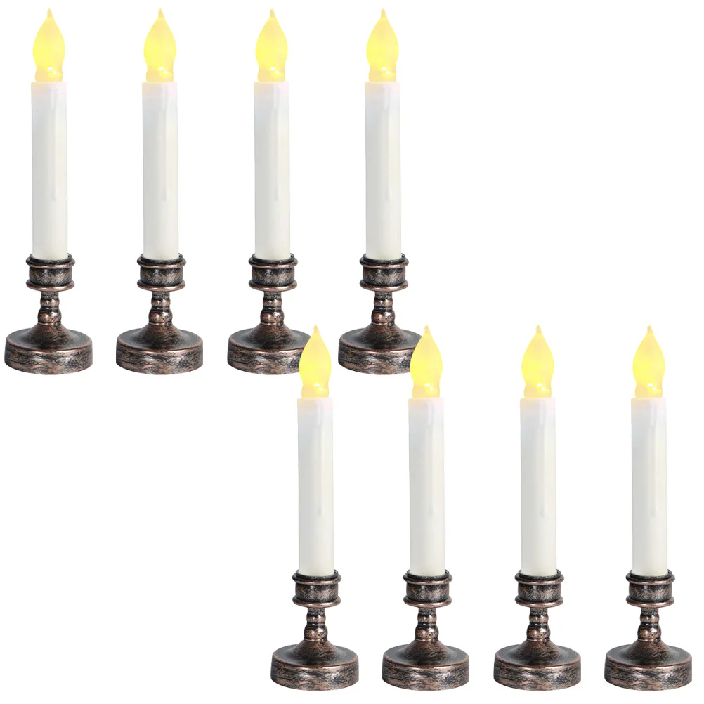 

1 set Led Taper Candles Christmas Candle Light Halloween Desktop Ornament Electric Candles For Indoor Home Party Bar Store Decor