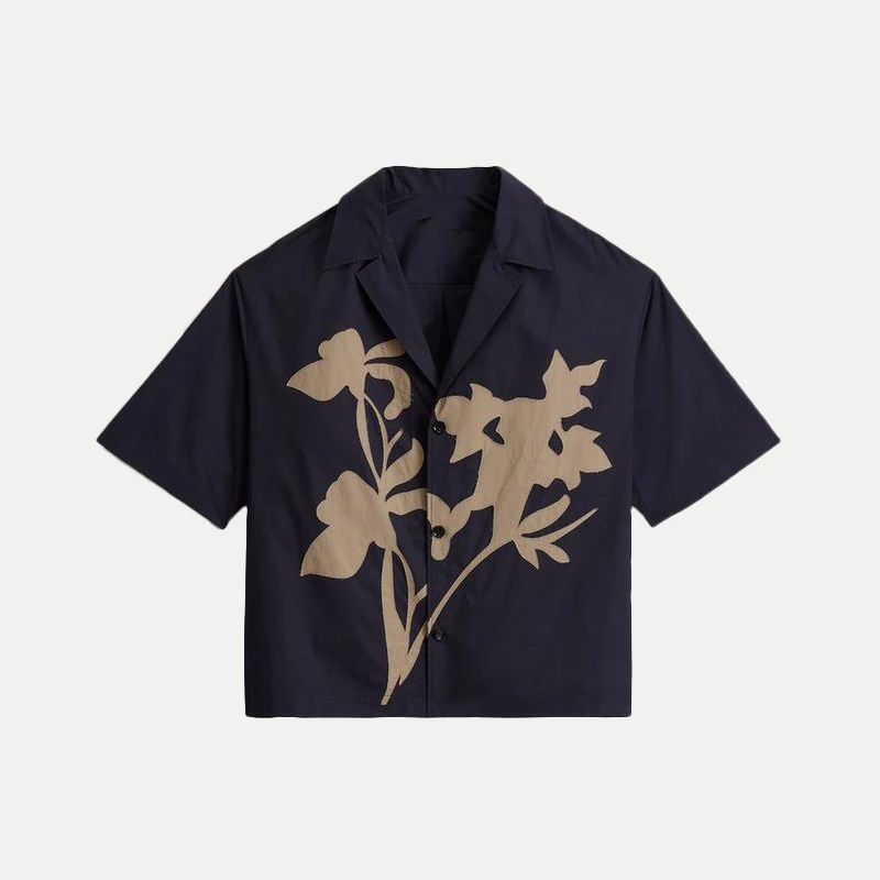 

Loose Fit Faionable Casual ort Sve irt Men's Summer New Arrival Z Plant Floral Print Regular Length Top