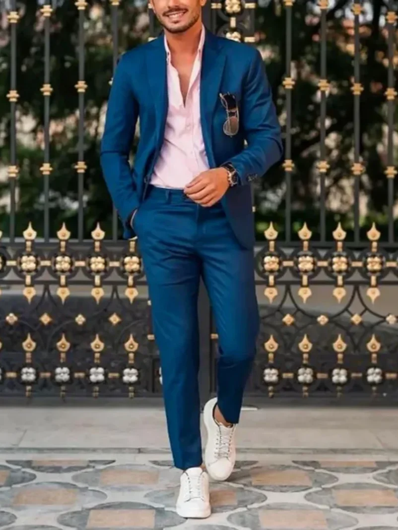 

2Pcs /Champagne Notch Lapel Blazer Trousers Men Suit Sets Formal Slim Fit Jacket Pants Custom Suits Party Wear Outfit