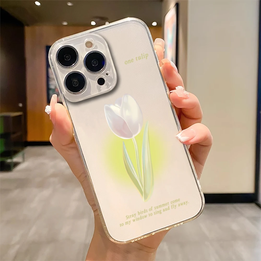 Cute Tulips Springcoming Transparent Soft TPU Silicone Phone Case For SAMSUNG A04 A05 A14 A23 A31 A54