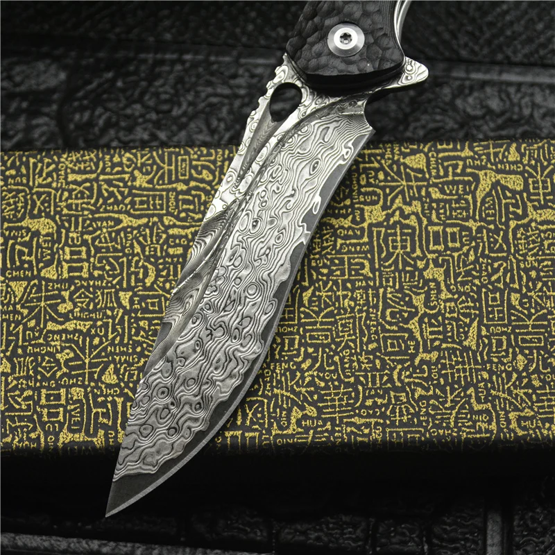 version of Black Manda VG10 Damascus outdoor knife knife sharp high hardness folding knife camping self-defense folding knife