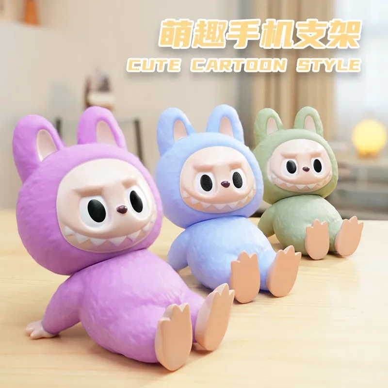 Cute Labubu The Monsters Vinyl Face Doll Phone Holder Kawaii Desktop Ornaments Phone Support Mini Toy Decorations rthday Gifts