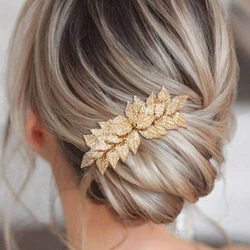 Wedding Hair Accessories Leaf Hair Clips for Women Fashion Crystal Bride Headdress Hairpin Crystal Hair Combs Girls Jewelry Gift