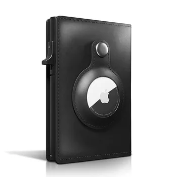 스마트 에어 태그 지갑, RFID 슬림 디자인 프리미엄 크레이지 호스 가죽 팝업 신용 카드 홀더에는 에어 태그 포함되지 않음 