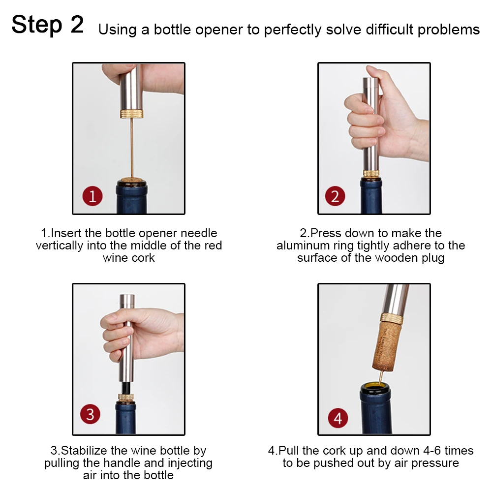 Portable Wine Lovers Needle Type Pneumatic Bottle Opener for Home Restaurant Party Wine Opener Corkscrew Opener Tools view 2