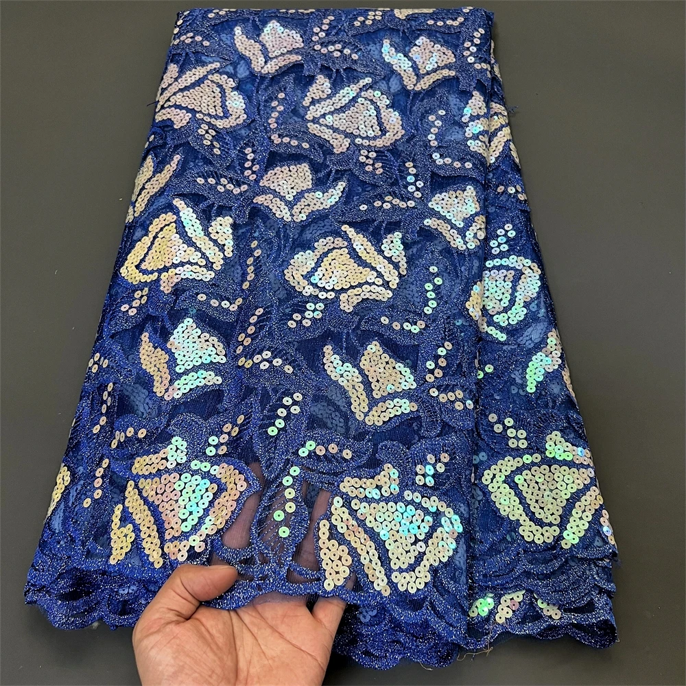 

Высокое качество, новинка 2024, африканский нигерийский тюль, кружевная ткань, блестки, вышивка, платья, бисер, шитье, гипюр, выпускной, 5 ярдов, PS0022