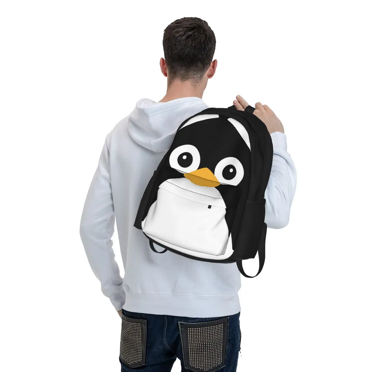 Mochilas de pingüino de dibujos animados para niños y niñas, morral escolar de dibujos animados, bolso de hombro de viaje