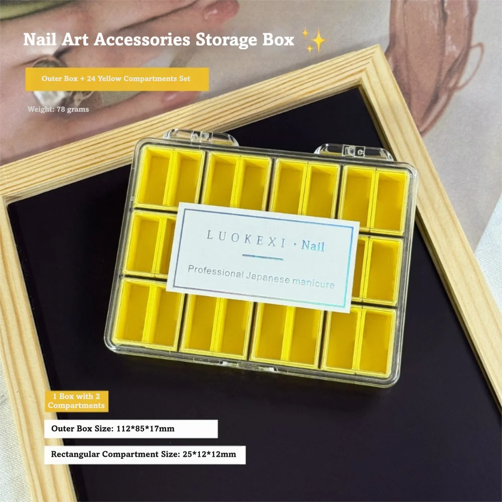 24/36/48Grids Nail Art Storage Box Compartment Plastic Nail Decoration Box Candy Colors Storage Container Box
