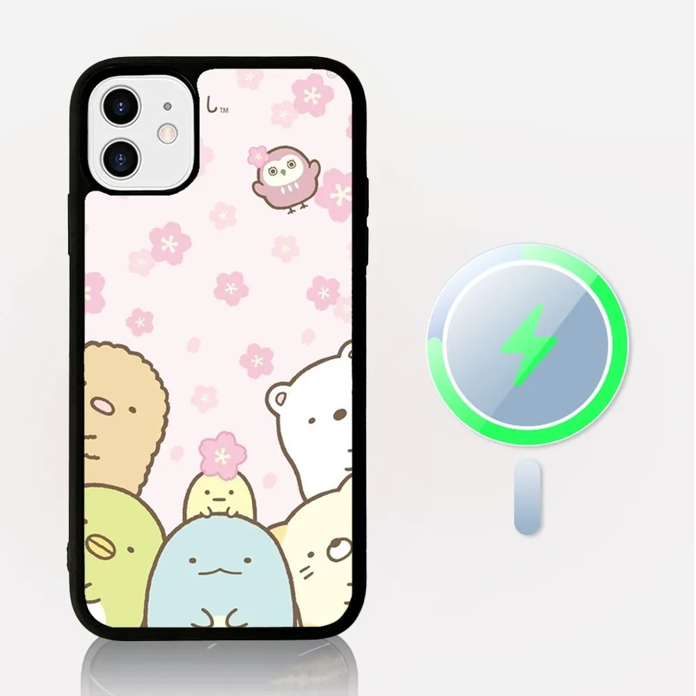 Cartoon S-Sumikko G-Gurashi Phone Case Magesafe Magnetic Wireless Charge Case For iPhone 16 11 12 13 14 15 Pro Max Plus Mini