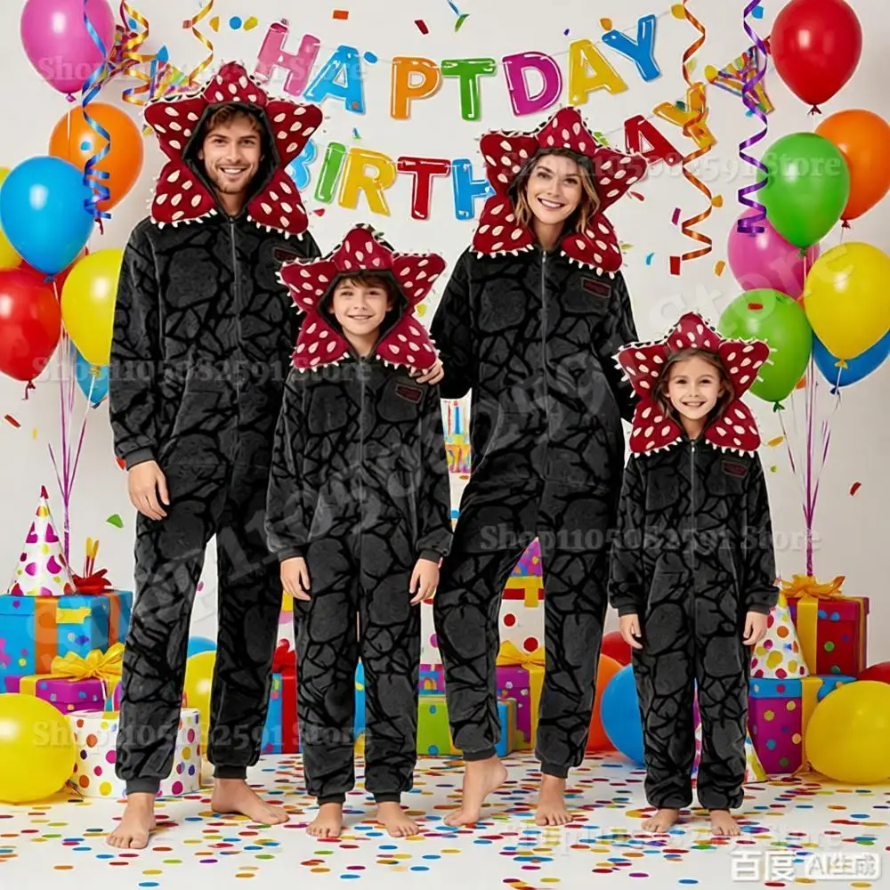 بيجامة عيد الميلاد للبالغين والأطفال لعام 2025 - نيسيي نبات ديموجورجون مع سحاب سهل الإمساك، زي ممتع لحفلات العطلات والموضوع