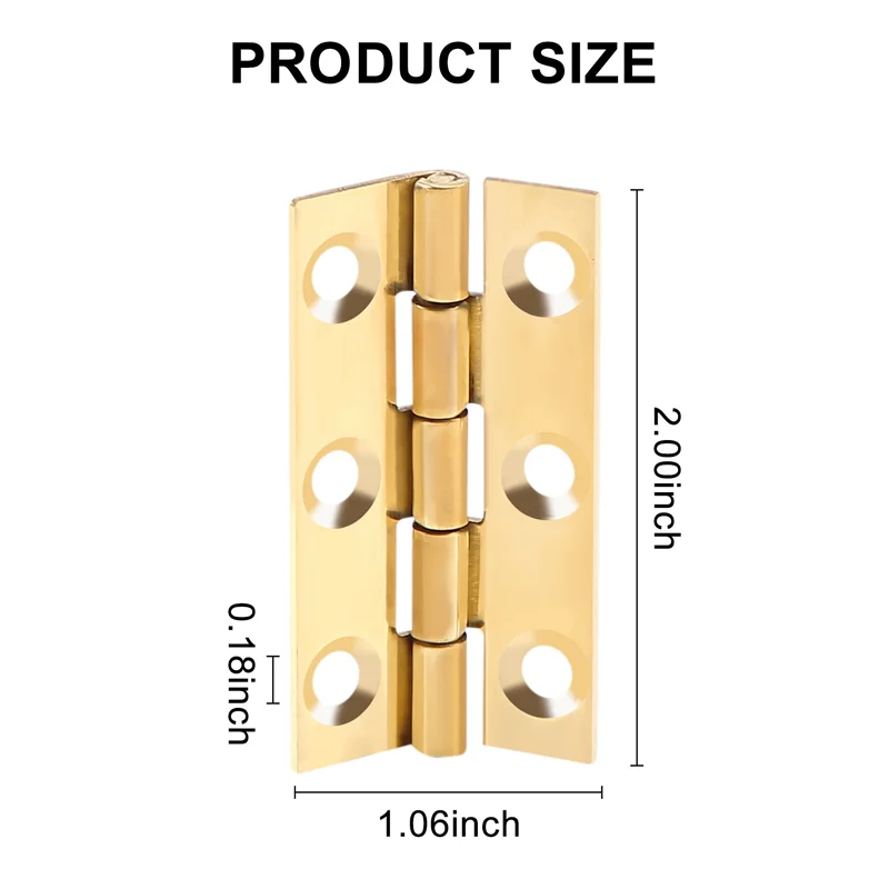 4 Pieces of Solid Brass Hip Hinge 5.1 cm Suitable for Cabinet Doors, Trunk Round Corner Tenon Brass Hinges with Screws