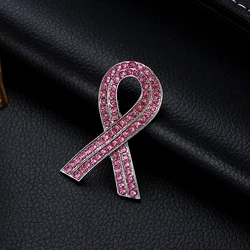 Ribbon Breast Cancer Awareness Enamel Lapel Pin Pink Ribbon Glitter Filled Women's Brooches Metal Badge Pins Fundraisers Events